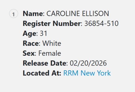 Фигурантка дела о крахе FTX Кэролайн Эллисон вышла из тюрьмы, но есть нюанс0