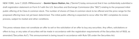 Gemini подала заявку на IPO в США после успеха Circle0